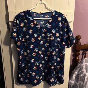 Xl paw print scrub top